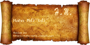 Hahn Máté névjegykártya